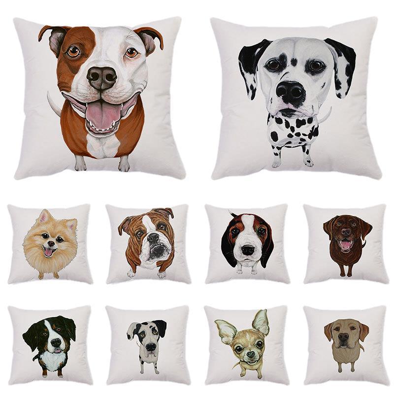 Cute Dog Pattern Cushion Cover Home Living Room Sofa Office Decoration Waist Throw Pillow 45x45cm