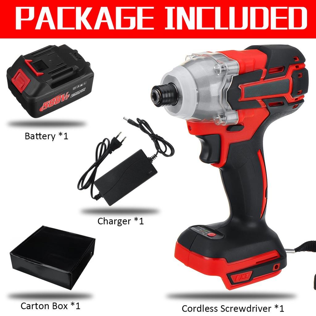 588VF 0-6200 RPM Cordless Brushless Electric Screwdriver Screwdriver Impact Drill Rechargeable Driver Impact Driver Power Tools