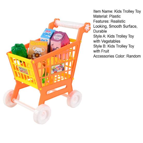 1 Set Kids Trolley Toy Rich Accessories Realistic Bright Color Parent-child Interactive Mini Shopping Cart Play House Toy for Gifts
