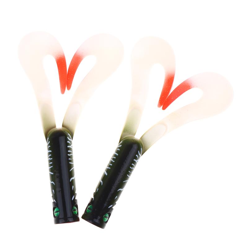 2Pcs/Set 175Mm 36.7G Twin Tail Trailer Silicone Soft Fishing Lure Trailer Worm Bait Soft Lure For Perch Zander Pike Fish
