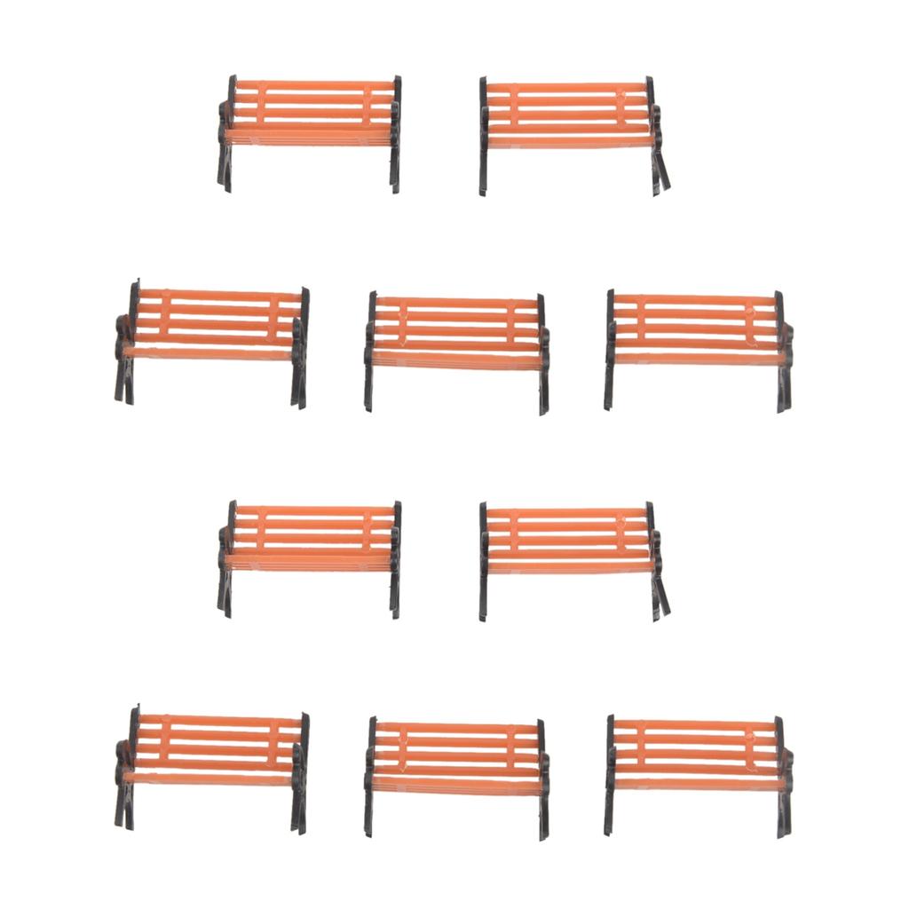 T02C!10Pcs Plastic Model Park Bench Model Landscape 1:50 With Black Arm