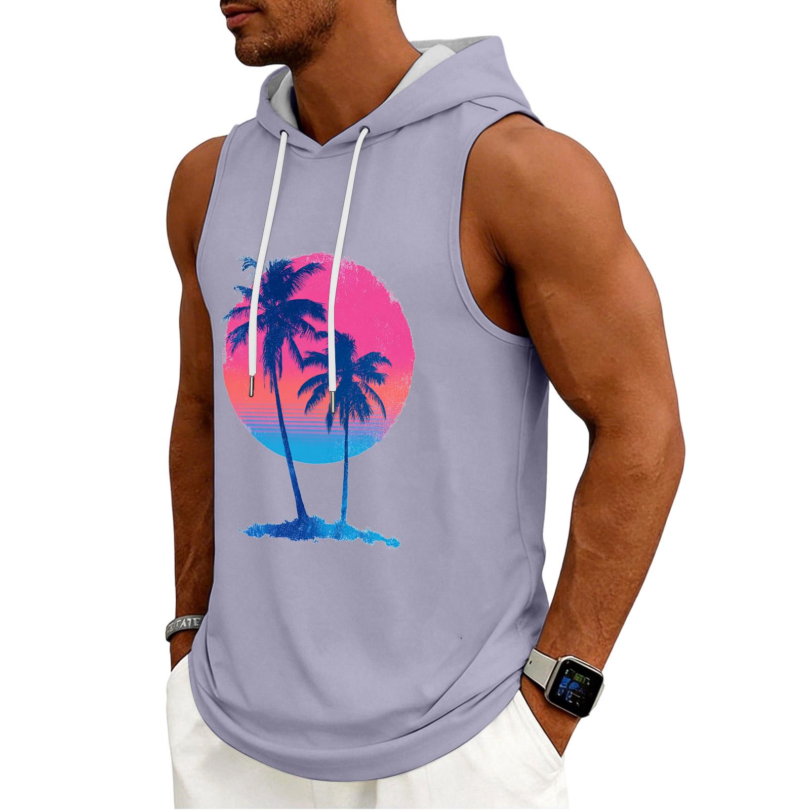 

Men s Tank Top Gym Sleeveless Hoodie Shirt Washed Sports Muscle Shirts Fitness Vest With Hood XL