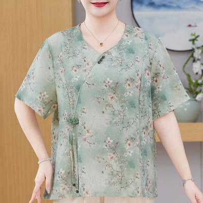 Plus Size 3XL-8XL Oversize Casual Blouses for Women Tops Loose Short Sleeve Shirt Summer Vintage Clothes