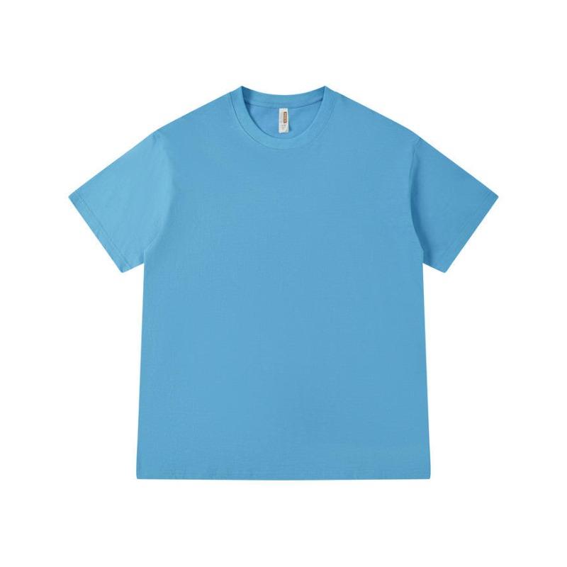 Gram heavy solid color crew neck T-shirt loose men's and women's same group clothes short-sleeved fashion versatile cultural shirt