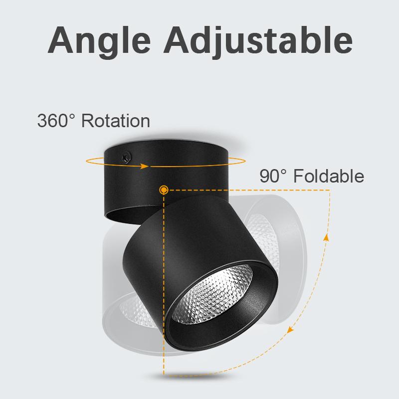 Colors Dimmable Led Downlight Foldable 360° Adjustable Spot Ceiling Lamp 7W 10W 15W Aluminum Led Spotlights For Living Room 220V