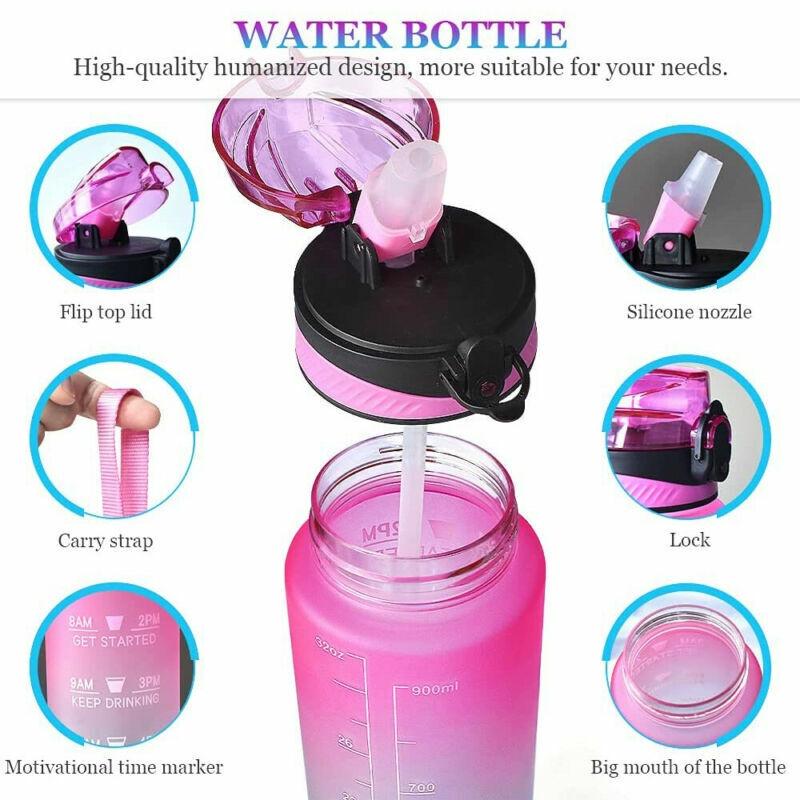 Omorc 1l Sports Water Bottle Leakproof Bpa-free With Detachable Filter And Time Marker