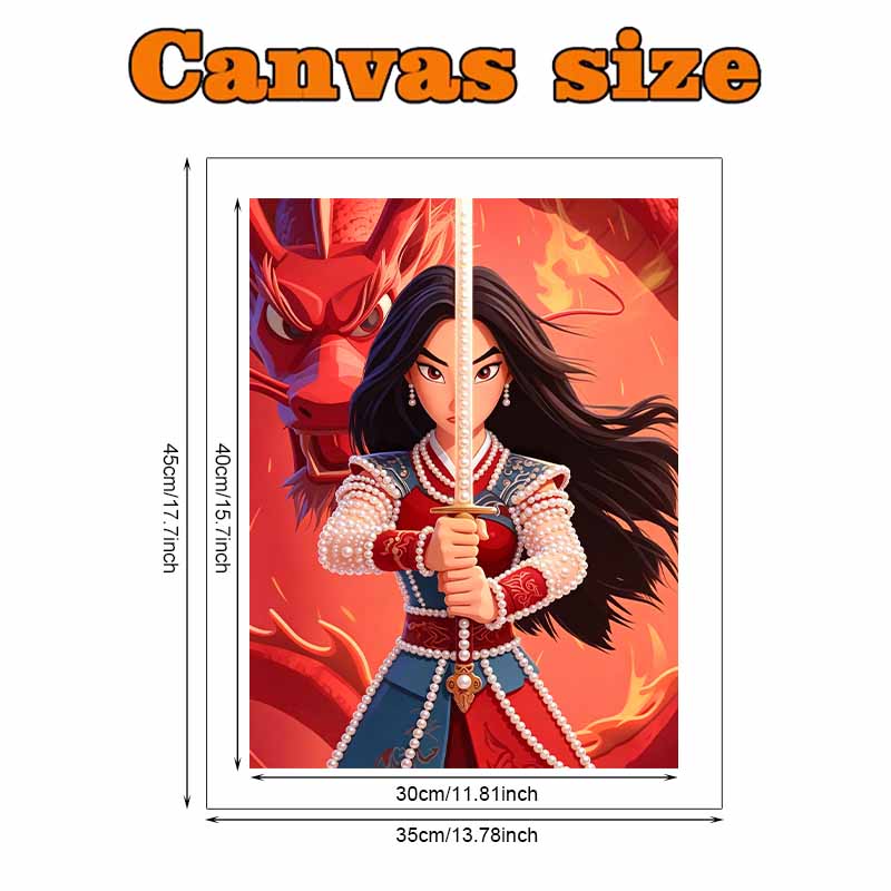 Disney Pearl Painting Pearl Aesthetic Mulan for Beginners and Adults, DIY Pearl Diamond Art Painting Kit for Home Wall Decor Gifts