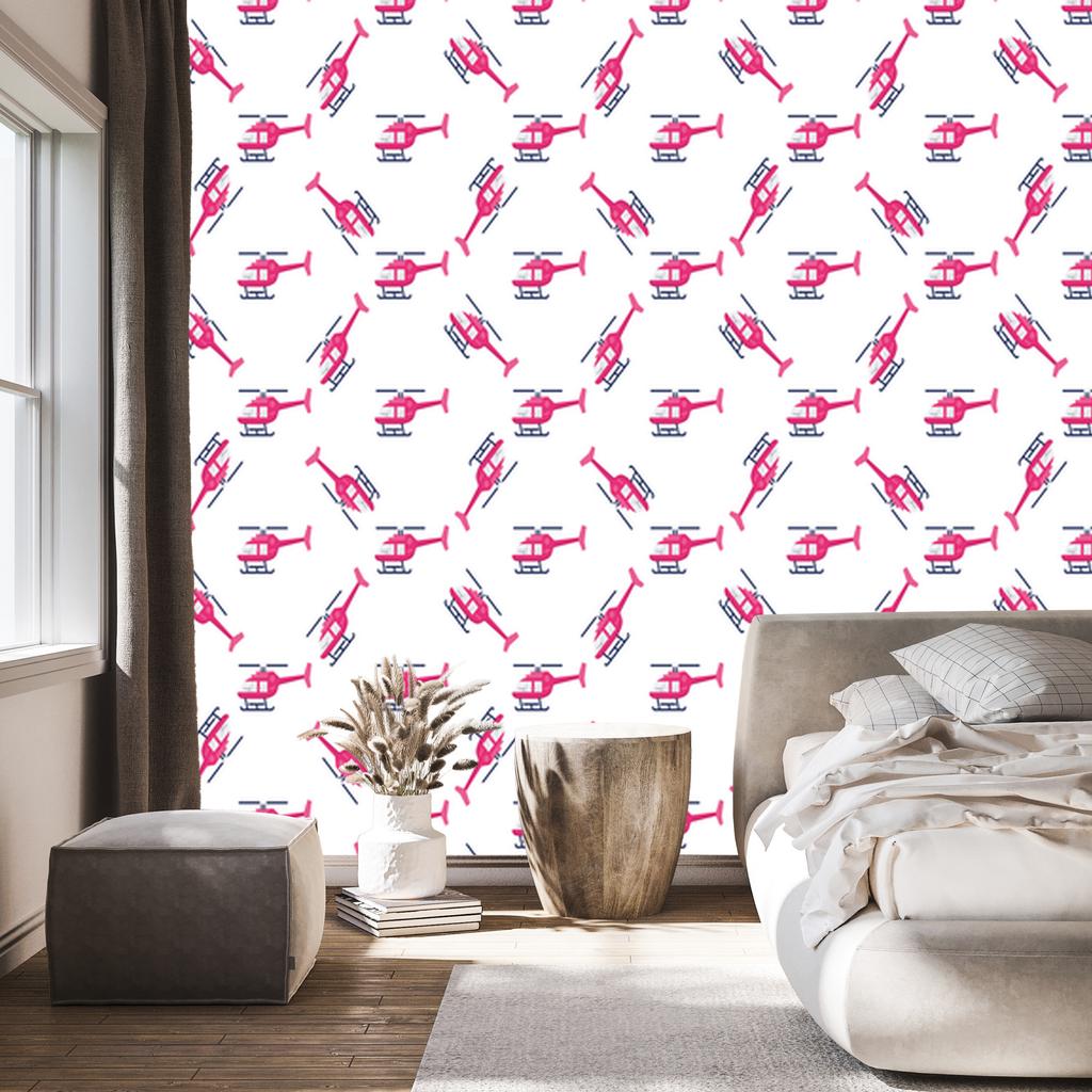 Pink Helicopters Wallpaper for Living Room and Bedroom 50x1000