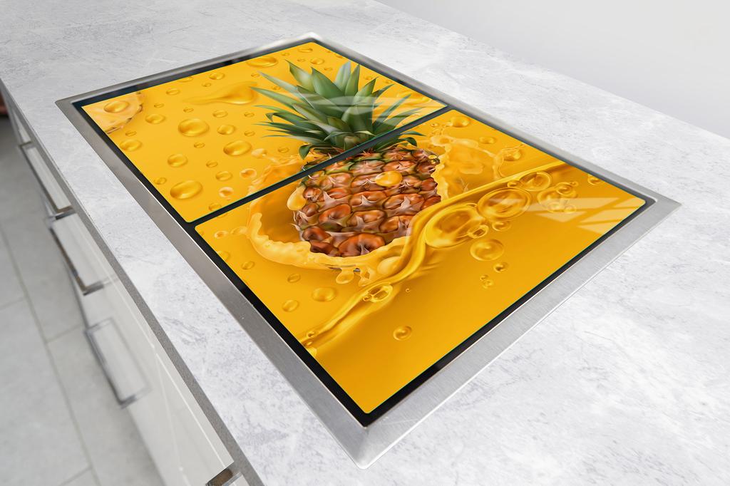 SZKLANA PŁYTA OCHRONNA NA KUCHENKĘ 85x52 ANANAS