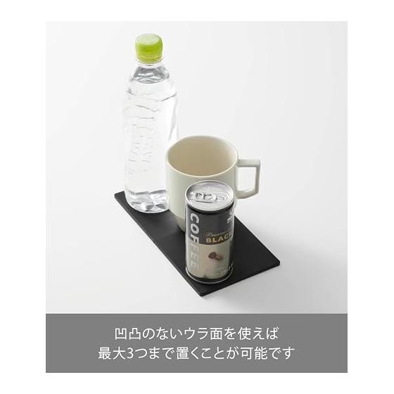 Yamazaki Jitsugyo 11035 Folding Double Coaster Black W10.5 X D21 X H0.4cm Tower Coaster Silicone with Border Expand To 2 Sides Fold To 1 Side