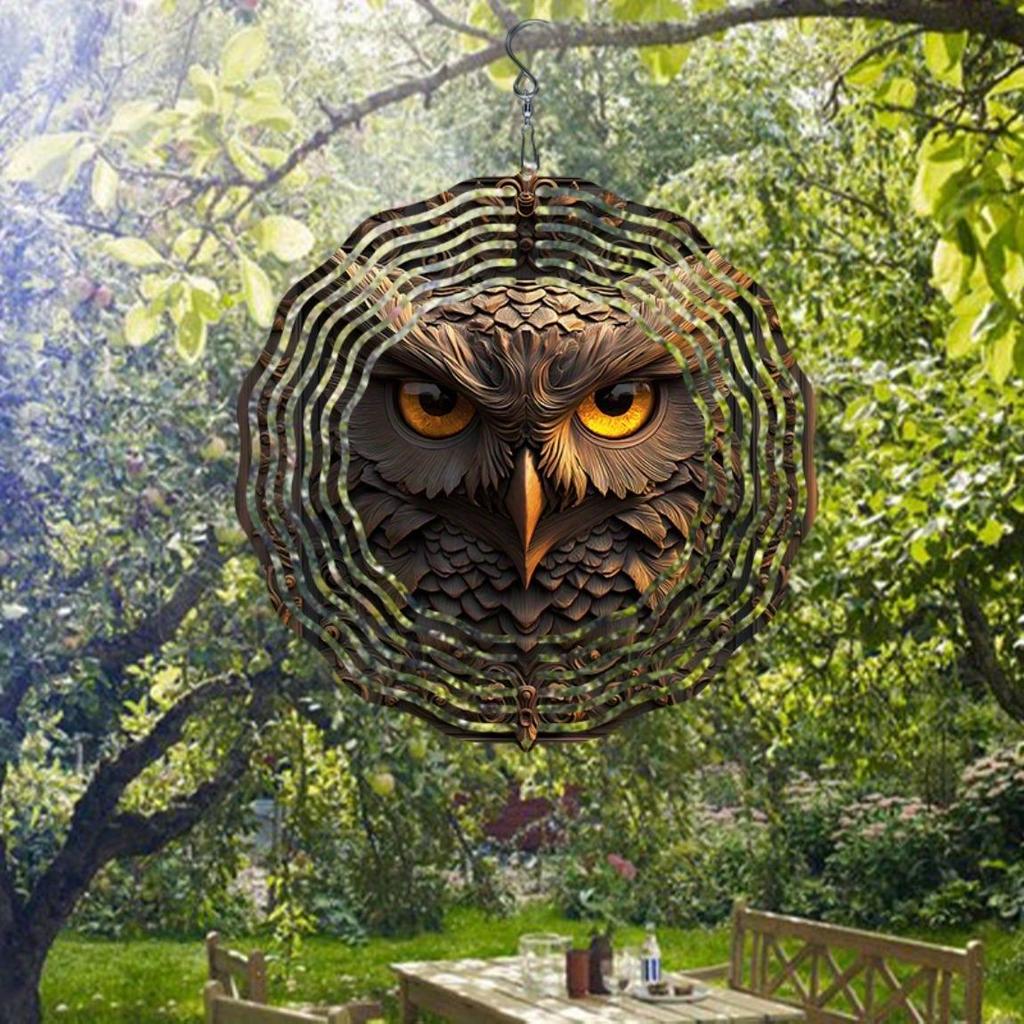 Handcrafted Metal Owl Wind Chime Outdoor Garden Decor with Soothing Sound Durable Art for Balcony Courtyard Holiday Seasonal