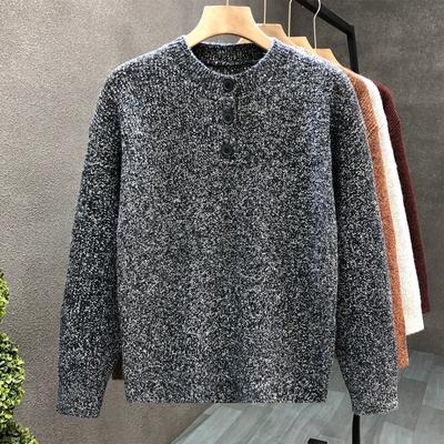 Amerikanischer Retro Strickpullover Herren Locker Frühling und Herbst Hochwertig Rundhals Neu Warm Einfarbig Unterhemd Herren