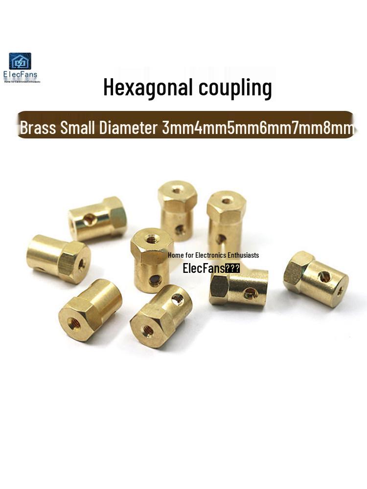 Brass Hex Coupling for Small Wheel Motor Connector 6mm bore (includes 2 screws)