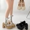 Designer Plateau Dicke Ferse Damen Mary Jane Schuhe Schlichte Höhensteigerung Schnalle Schuhe Damen Outdoor Elegante Kleiderschuhe
