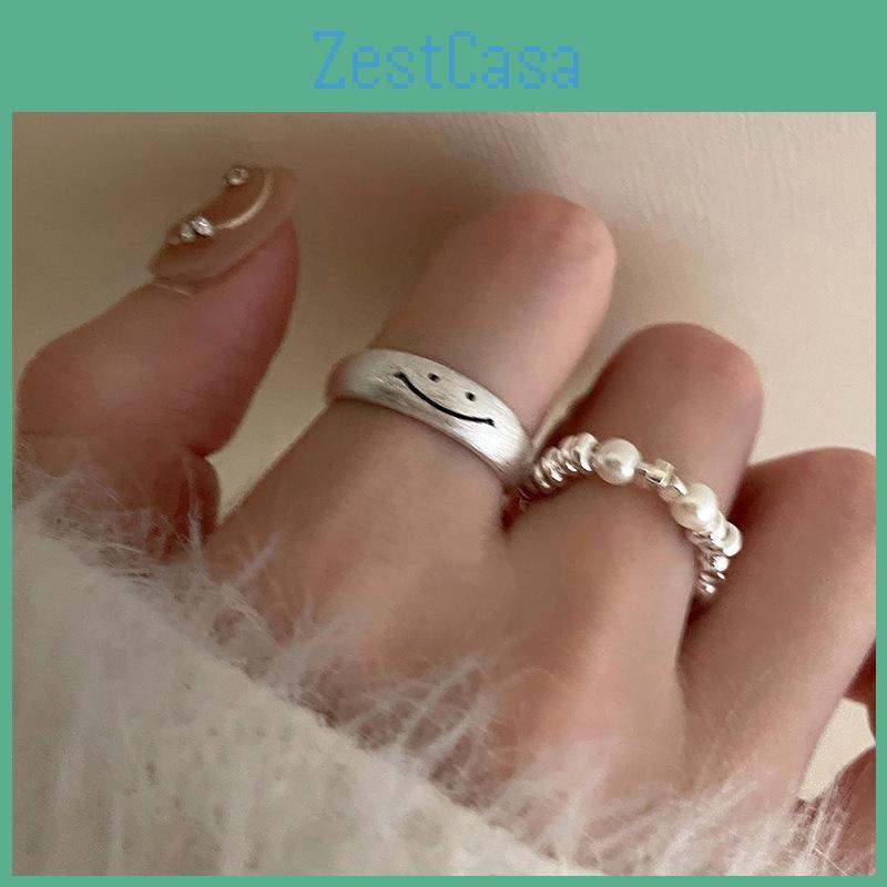 Charming Smiley Face Adjustable Copper Ring For Women Elegant Geometric Style Perfect For Casual And Formal Occasions