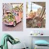 Paris Romantic Pink Flower Canvas Painting Art Wall Girl Lovely Nordic Pink Poster Prints for Living Room Home Decor Picture