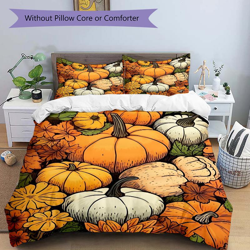 3pcs bedding set Pumpkin Harvest Includes 1 Comforter + 2 Pillowcases, Without Pillow Inserts, Soft Comfortable,Bedding Set,a0909019