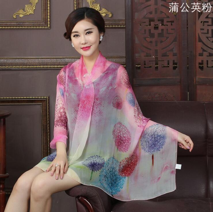 High Quality 100% Silk Scarf Shawl Hijab Wrap Women Female Long Style Spring Summer Beach Cover-Ups