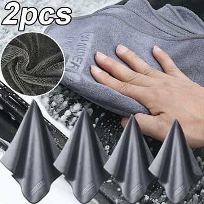 1/2 stuks High-end Microvezel Autowasdoek Zachte Droogdoek Auto Carrosserie Doeken Dubbellaags Pluche Verdikt Waterabsorptie Auto Poetsdoek
