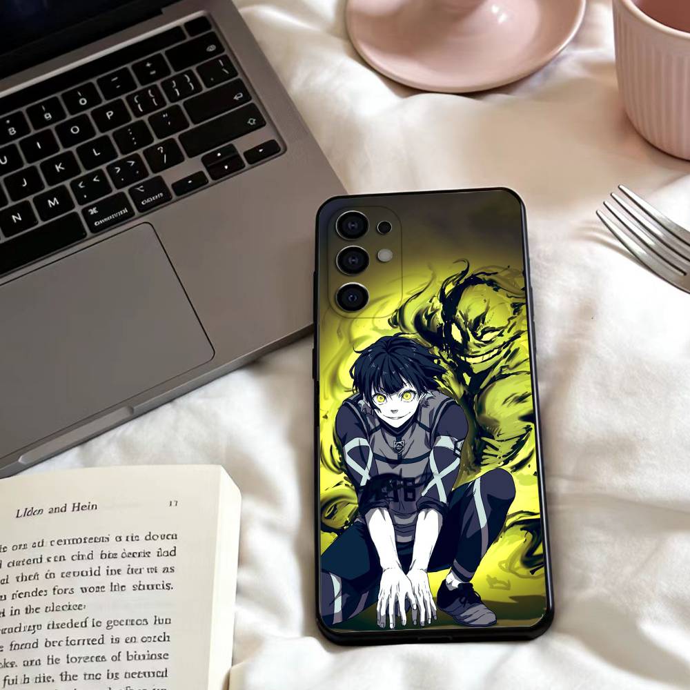 Anime B-Blue L-Lock S Phone Case For Samsung S25,24,23,22,30,21,10,9,Ultra,Plus,Lite,FE,4,5 G Soft Black Case