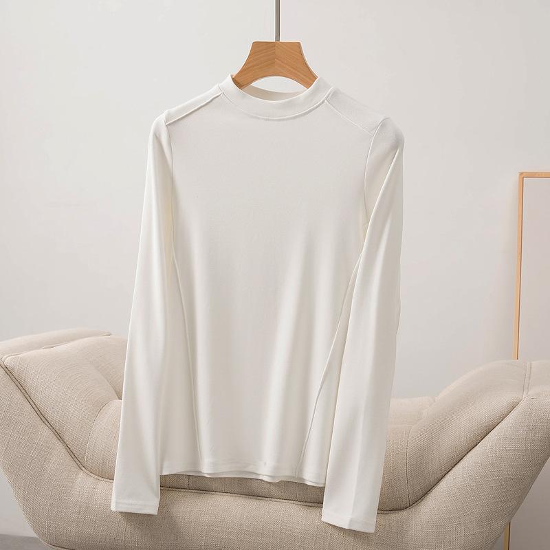 Long Sleeve Female Cold Basic Warm Shirt Autumn and Winter Bottoming Shirt Grinding Hair Herringbone Line Heating Inner Take Outside Wearing Tops