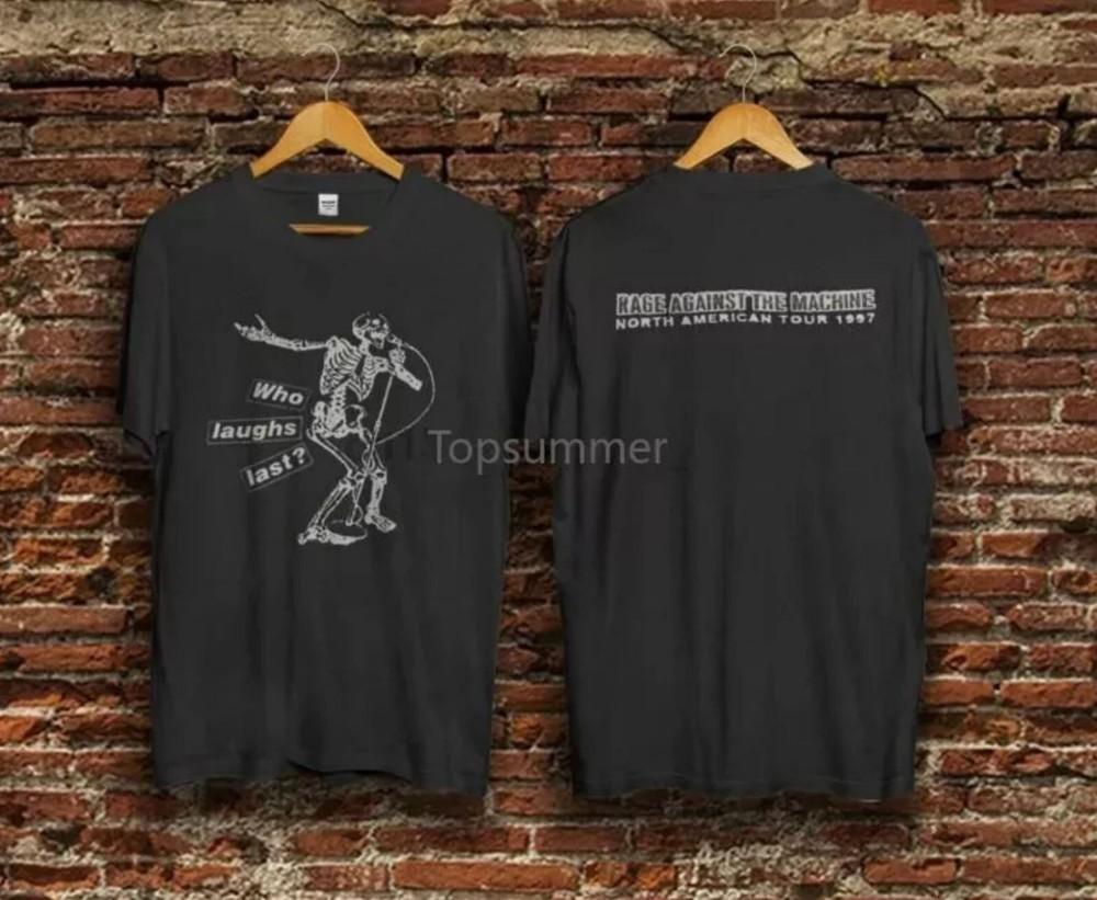 Лучшая винтажная футболка Rage Against The Machine Тур 1997 Who Laughs Last Репринт Унисекс Футболка XXXL