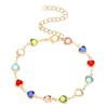 6pcs Colorful Heart Red Crystal Bracelet Women Exquisite Crystal Zircon Metal Chain Bracelets Bangles Girl Party Wedding Gifts