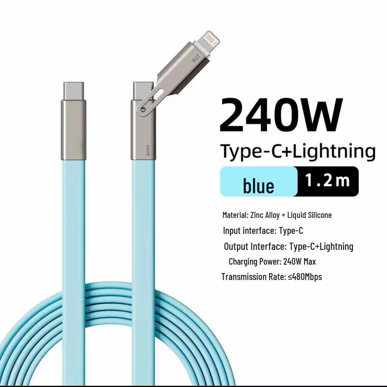 

240W Multi-Protocol Dual-Use Silicone Charging Cable for Apple Type-C Fast Charging Bare cable (no box)