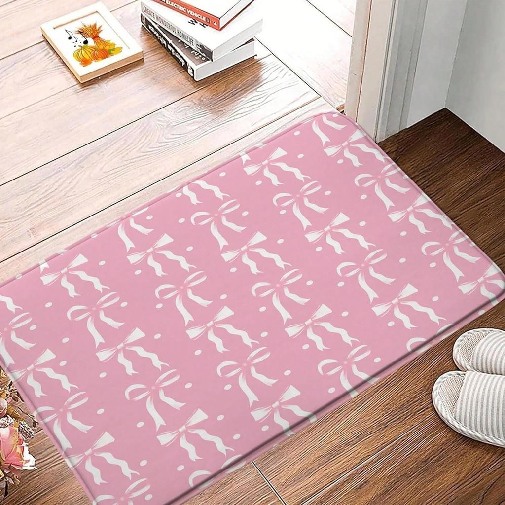 Cute Bow Carpet Mat Rug Anti-Slip Absorbent Soft Quick Dry Fashionable Modern Home Decor for Bathroom Shower Room Bathtub