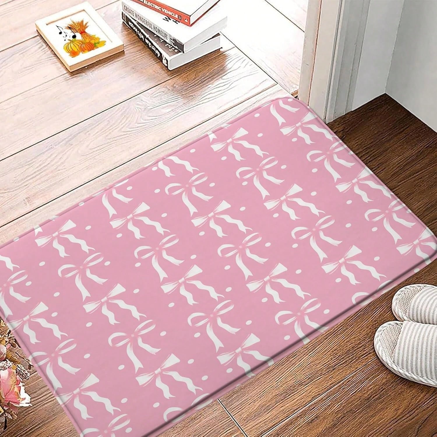 Милый Коврик-Коврик с Бантом Противоскользящий Впитывающий Мягкий Быстросохнущий Модный Современный Декор для Дома Ванной Комнаты Душевой Комнаты Ванны 40X60CM