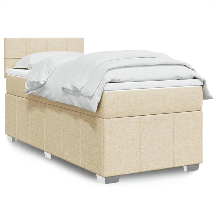 VidaXL Slat Bed Base with Mattress Cream 80x200 Cm Fabric 3286900