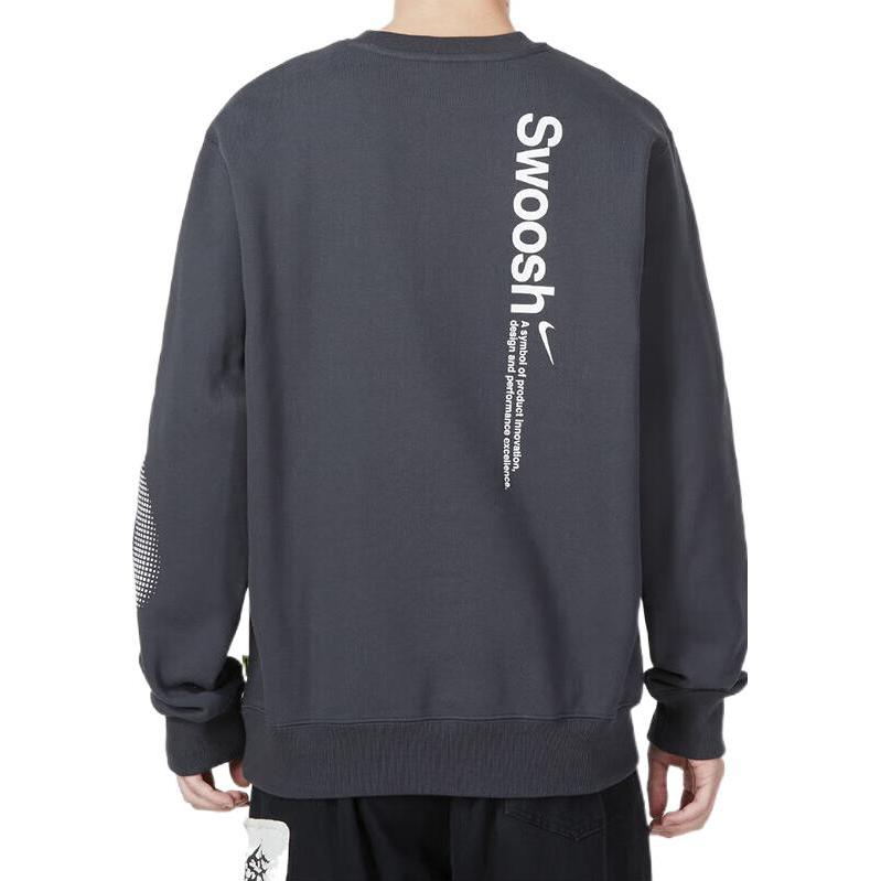 Nike Logo Print Crew Neck Pullover Sweatshirt Men Tops Grey FB1960-060
