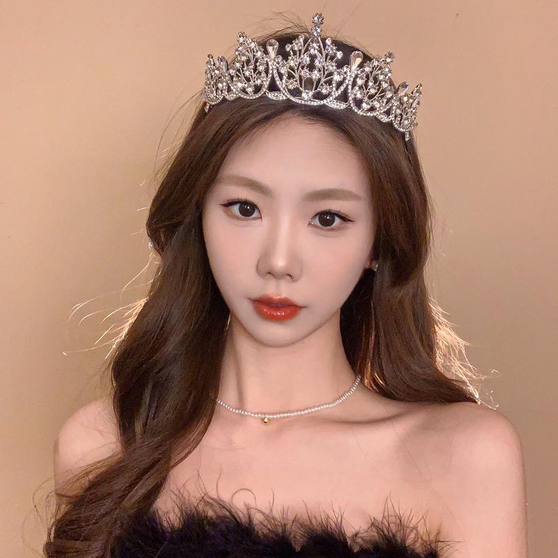 Super flash full diamond princess queen crown headband bride wedding banquet crown light luxury high-end temperament hair accessories woman