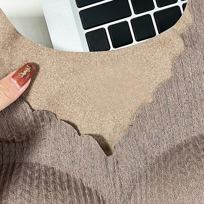 Warme Unterwäsche Damen Gepolstert Verdickend Basistop Slim Nahtlose Unterwäsche Herbst und Winter