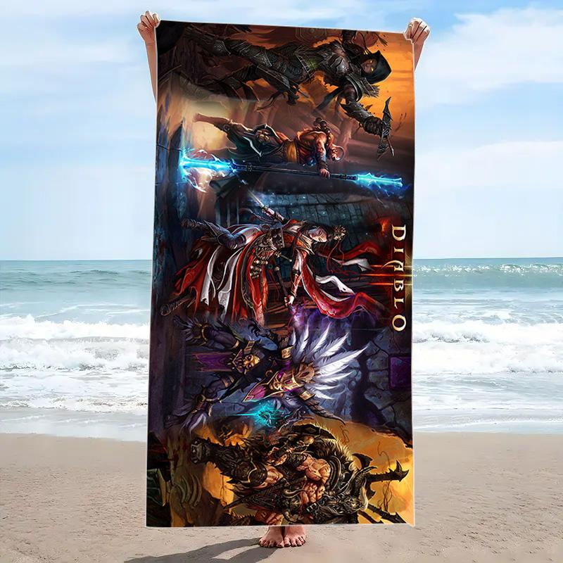 Diablo Print Beach Towel, Large Soft Quick Dry Towel for Beach Camping Swimming