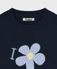 FALLETT Drawing Flower Short Sleeve Knit Navy