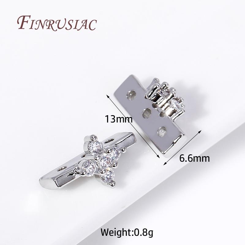 18K Gold Plated Inlaid Zircon Flower Shape Connector 2/3 Hole Spacer Accessories Separators For DIY Strands Beading Jewelry