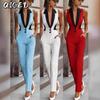Pantaloni da donna con bretelle senza maniche, stampa tinta unita, moda casual, primavera estate, tute e pagliaccetti