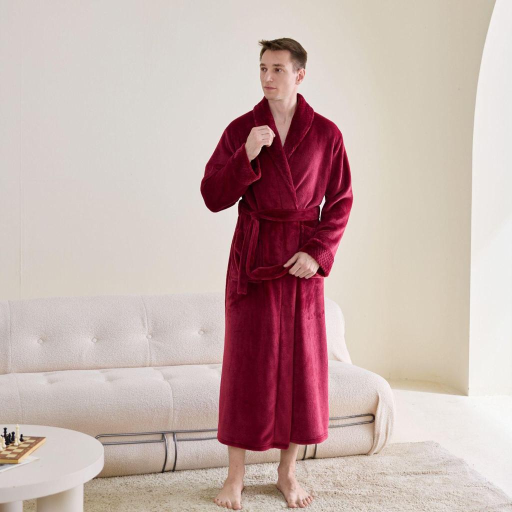 Thick Flannel Unisex Bathrobe - Plus Size, Couple's Long Nightgown Pajamas