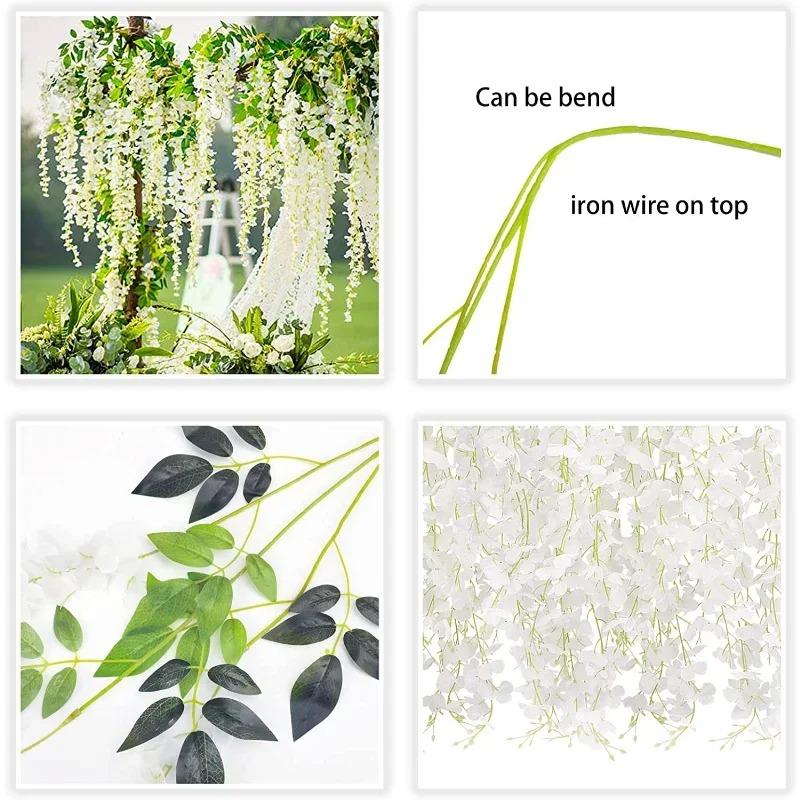 Wisteria Hanging Flowers Artificial Fake Decorative Vine Garland for Bedroom Wall Decor Lush Greenery Fake Flower Vines 115cm