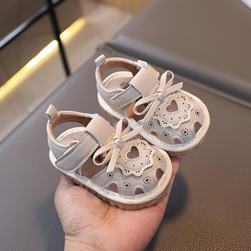Summer Baby Girl Squeaky Sandals - Soft Sole, Non-Slip, Closed Toe Walker Princess Shoes