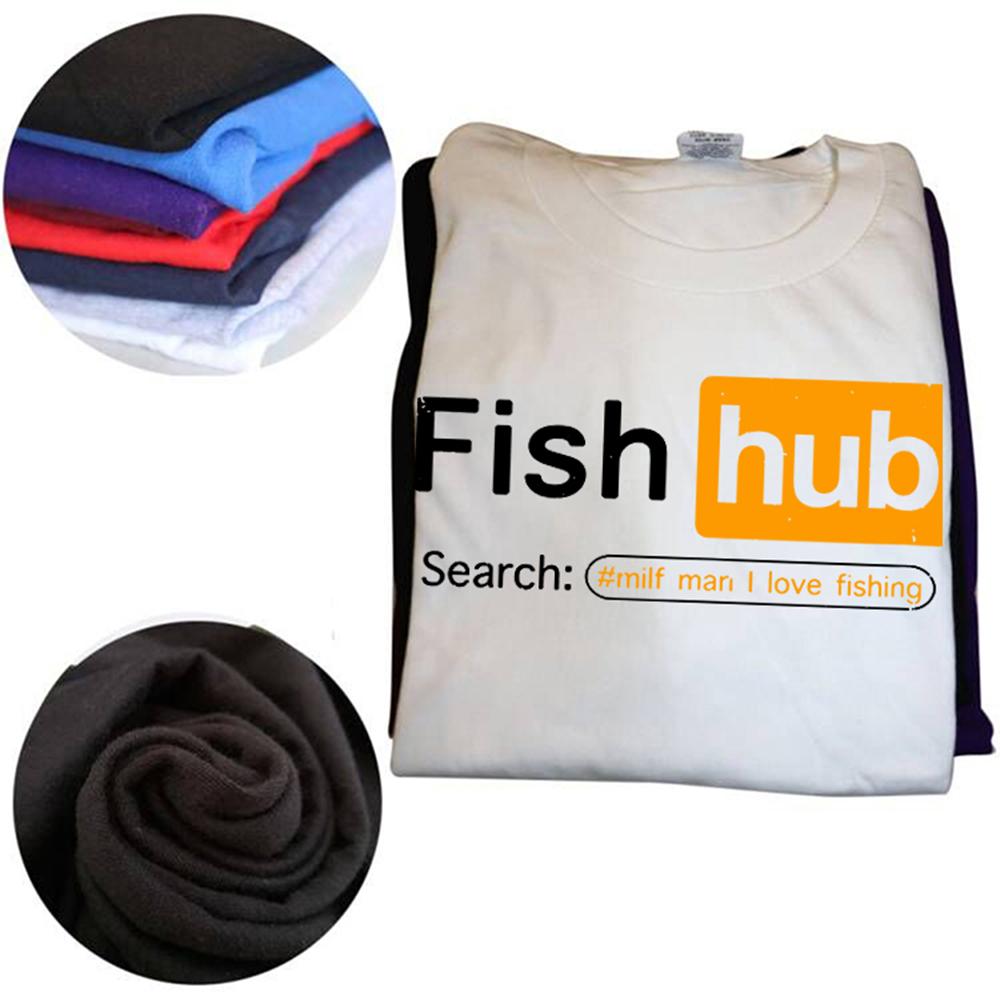 Novelty Fish Hub T Shirts Streetwear Short Sleeve Birthday Gifts Summer Style Funny Fishing Joke MILF Man I Love Fishing T-shirt
