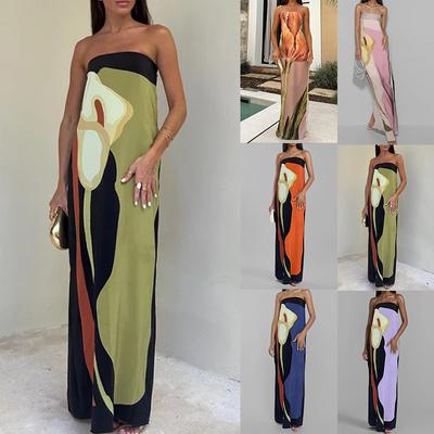 Summer New Fashion Sleeveless Strapless Tube Top Sexy Halter Printed Dress Elegant and Generous Temperament All-match