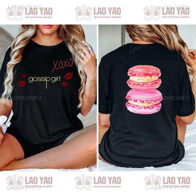 Gossip Girl Lipstick XOXO Logo T-shirt Unisex Stylish Casual Vintage Top Harajuku Summer Short Sleeve Crew Neck Shirt