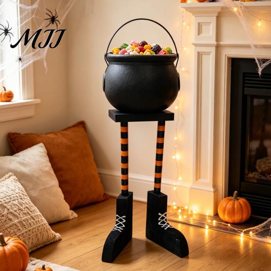 Eye-catching Seasonal Party Decor Halloween Cauldron Candy Bowl, 20 Inch Witch Leg Dish Bucket, Home for Fall Festival Plastic Large Pot Bucket Indoor