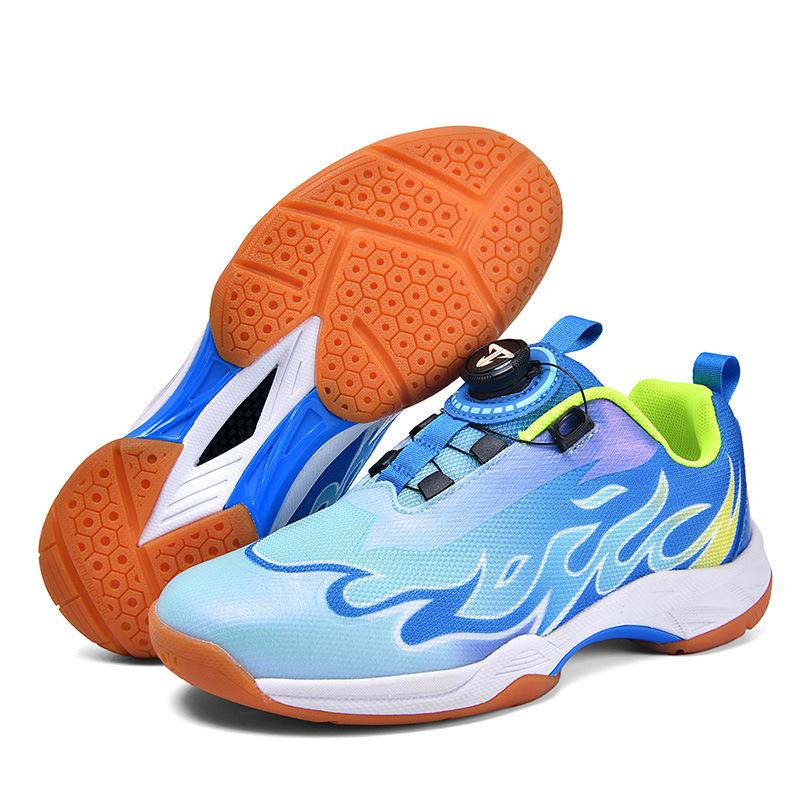 Fiberhome Children's Badminton Shoes Youth Lightweight Breathable Shock Absorption Rotating Button Table Tennis Shoes