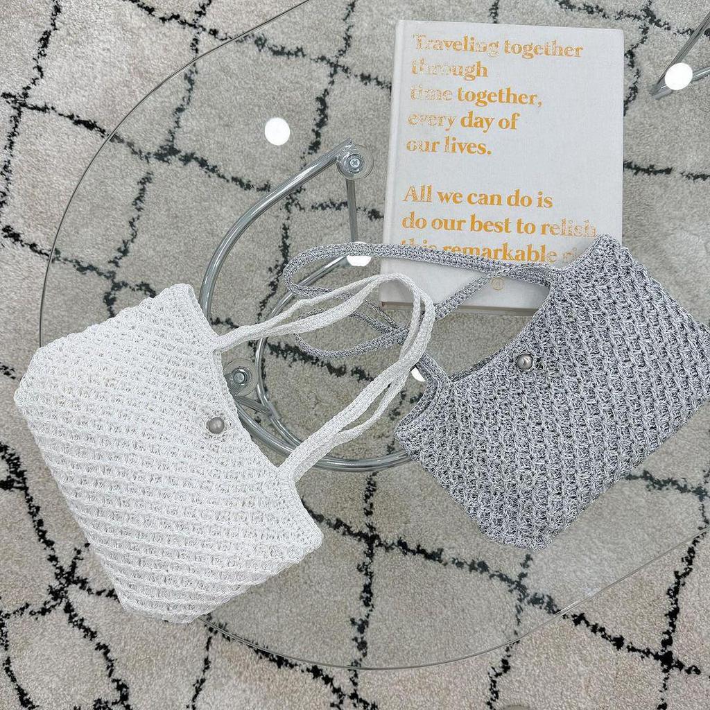 Korean Crochet Gold Hook 1mm Silver Thread Handmade Braided Rope for DIY Crochet Bags