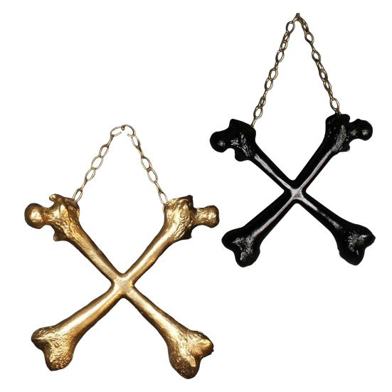 Yousheng Gothic Crossbones Wall Decor Resin Chain Bone Decor for Dark Academia Homes Black Gold Macabre Hanging Pendant for Bone Collectors