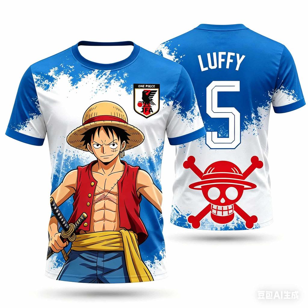 Kids One Piece Tony Tony Chopper No.19 Japan Football Jersey Boys Girls Quick Dry Breathable Short Sleeve Anime Sports Tops
