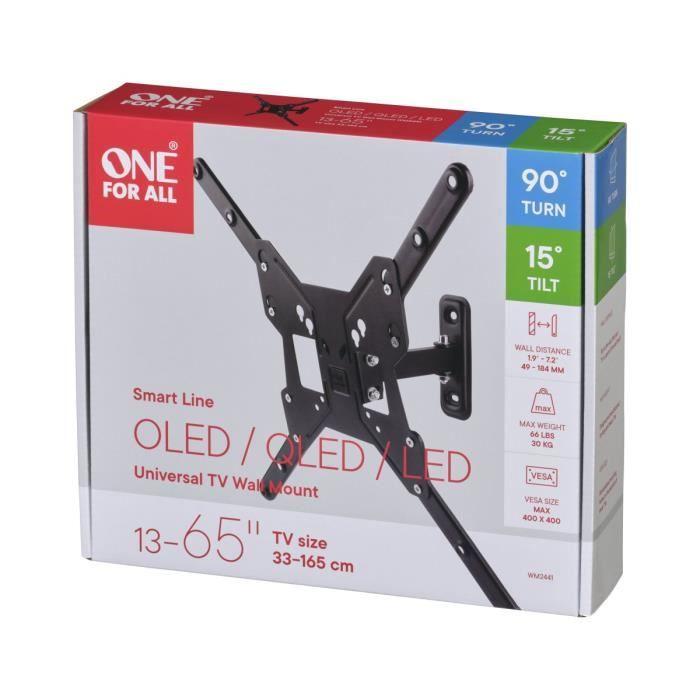 ONE FOR ALL WM2441 Support Mural Inclinable Et Orientable À 90° Pour TV De 33 À 165cm (13-65")